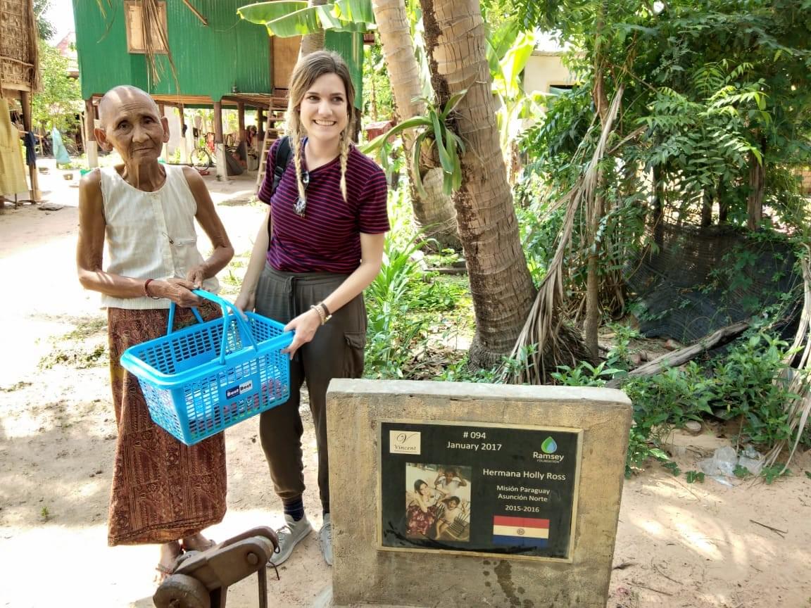 Visiting one of the Cambodian family members that benefit from the water well that her mother, Lisa Ross, donated in recognition of Holly's missionary work in Paraguay. Visiting one of the Cambodian family members that benefit from the water well that her mother, Lisa Ross, donated in recognition of Holly's missionary work in Paraguay.