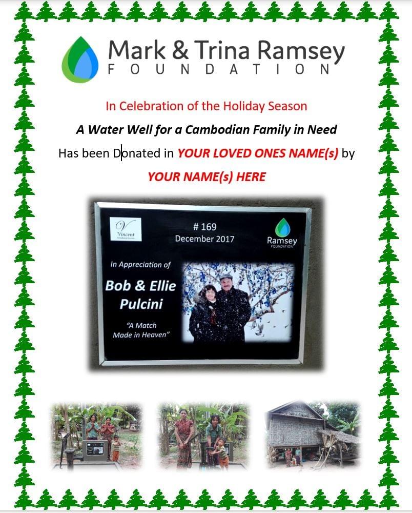 Sample of free, customized holiday dedication certificate (for well, home or school uniform donations) Sample of free, customized holiday dedication certificate (for well, home or school uniform donations)