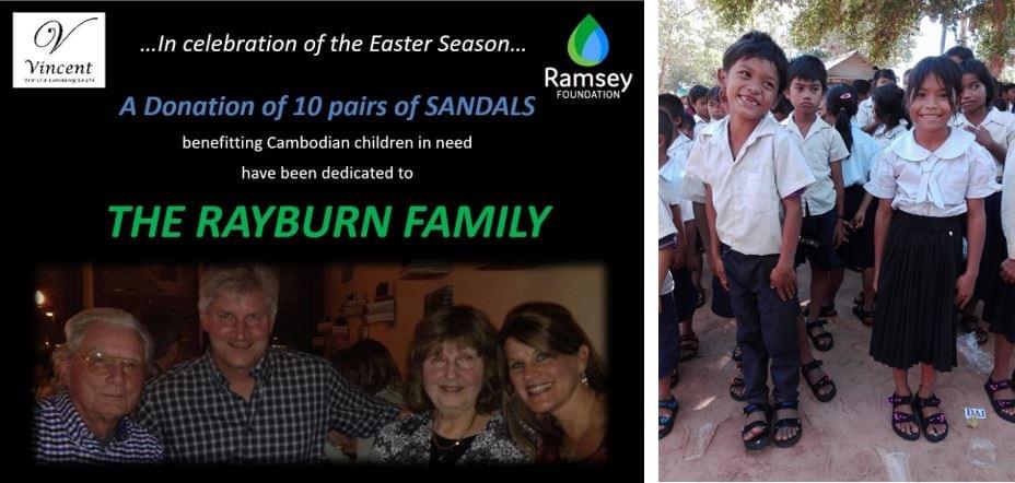Marc Rayburn uses employer matching benefits to DOUBLE his to MTRF, thereby providing sandals to 20 previously shoe-less children in Cambodia! Marc Rayburn uses employer matching benefits to DOUBLE his to MTRF, thereby providing sandals to 20 previously shoe-less children in Cambodia!
