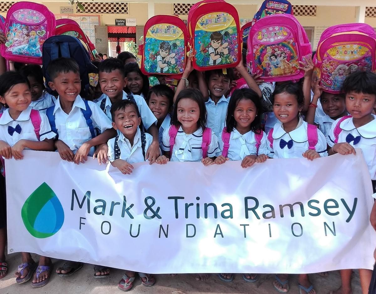 School Children celebrate the gift of being able to attend school in Cambodia, thanks to uniforms, backpacks and school supplies provided through supporters of MTRF School Children celebrate the gift of being able to attend school in Cambodia, thanks to uniforms, backpacks and school supplies provided through supporters of MTRF